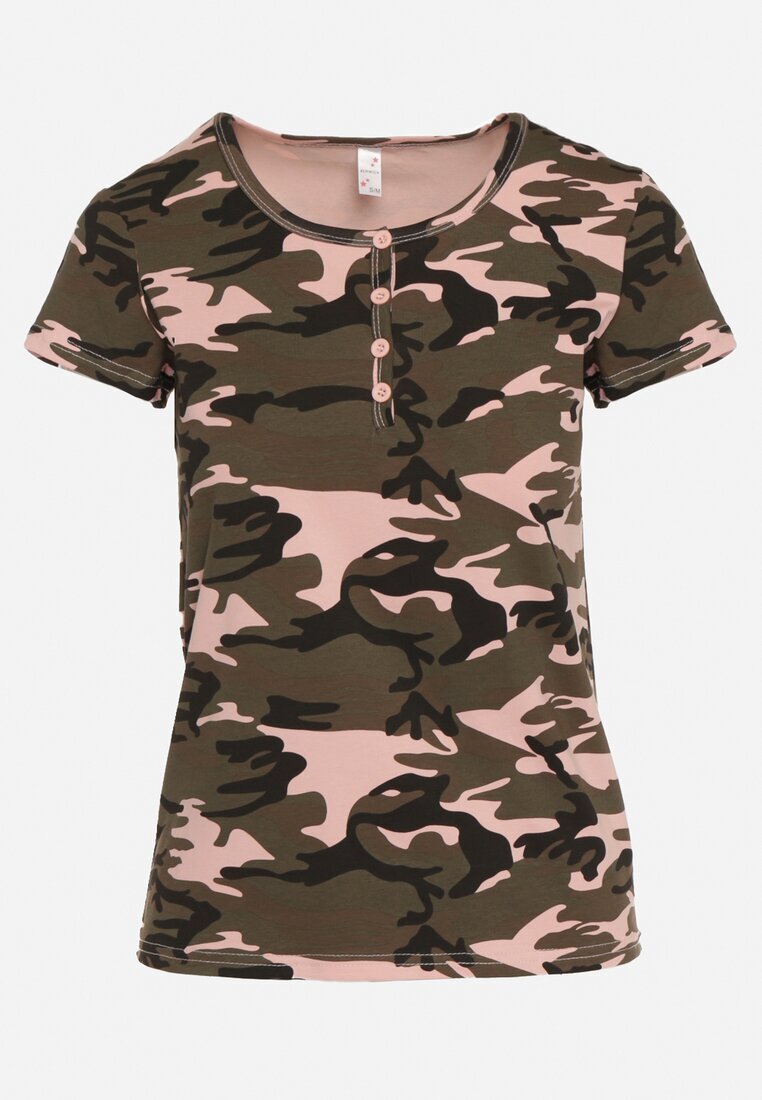 alnwick Tricou Verde-Roz din Bumbac cu model Camuflaj Navaria