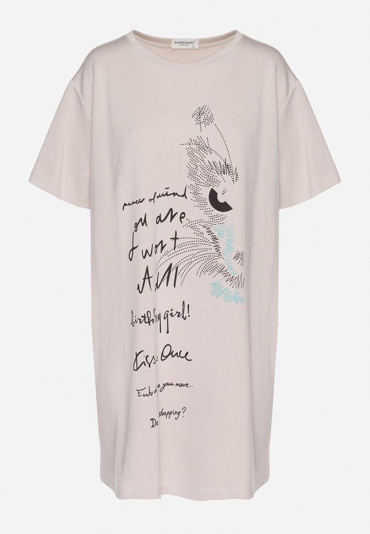 ambitionfly Rochie bej deschis tip cutie din viscoză și imprimeu decorativ Amoara