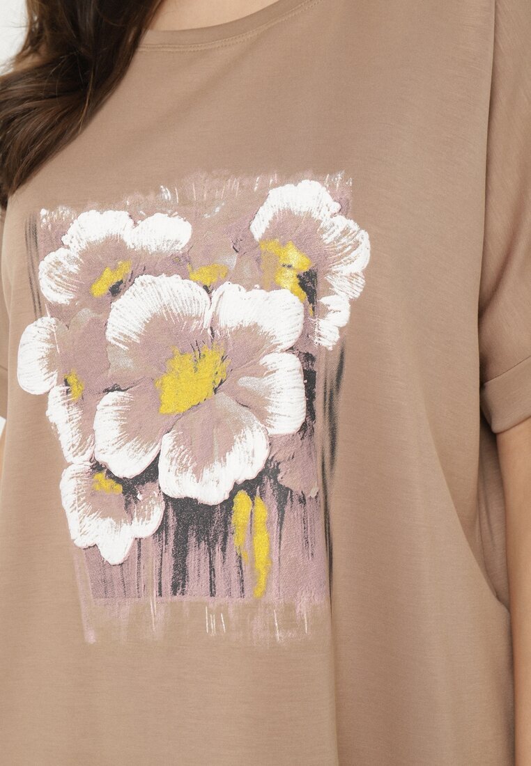 ambitionfly Rochie Ciemnobej Tip cutie cu Viscoză și Imprimeu Decorativ Elaniriel