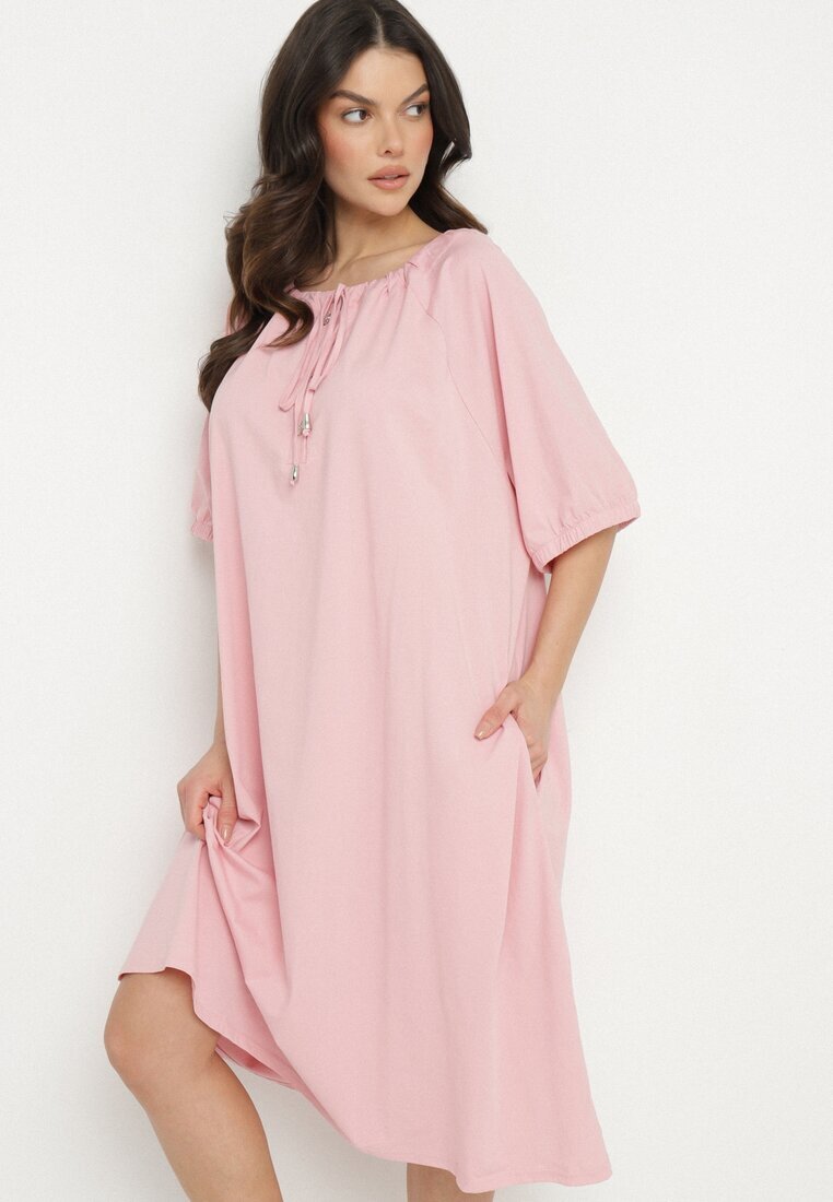 ambitionfly Rochie Roz Tip cutie din bumbac Decorată cu nasturi Amovella