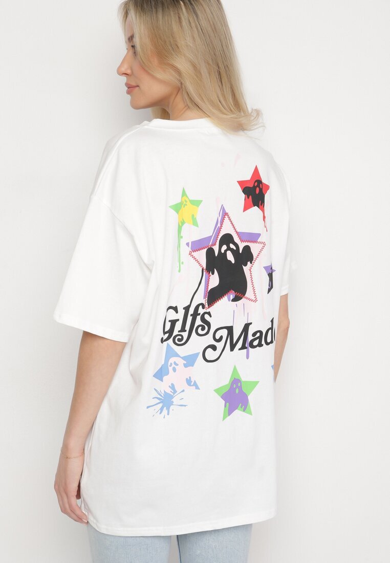 ambitionfly Tricou Alb din Bumbac Decorat cu Stele Karretia