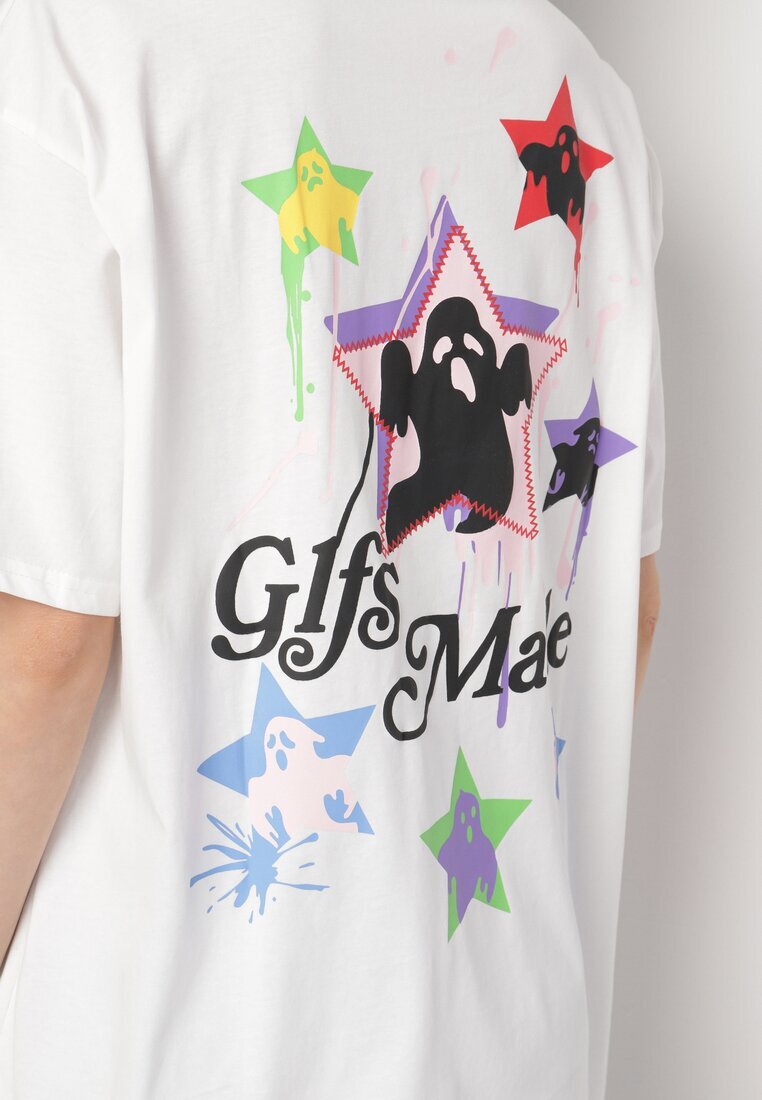 ambitionfly Tricou Alb din Bumbac Decorat cu Stele Karretia