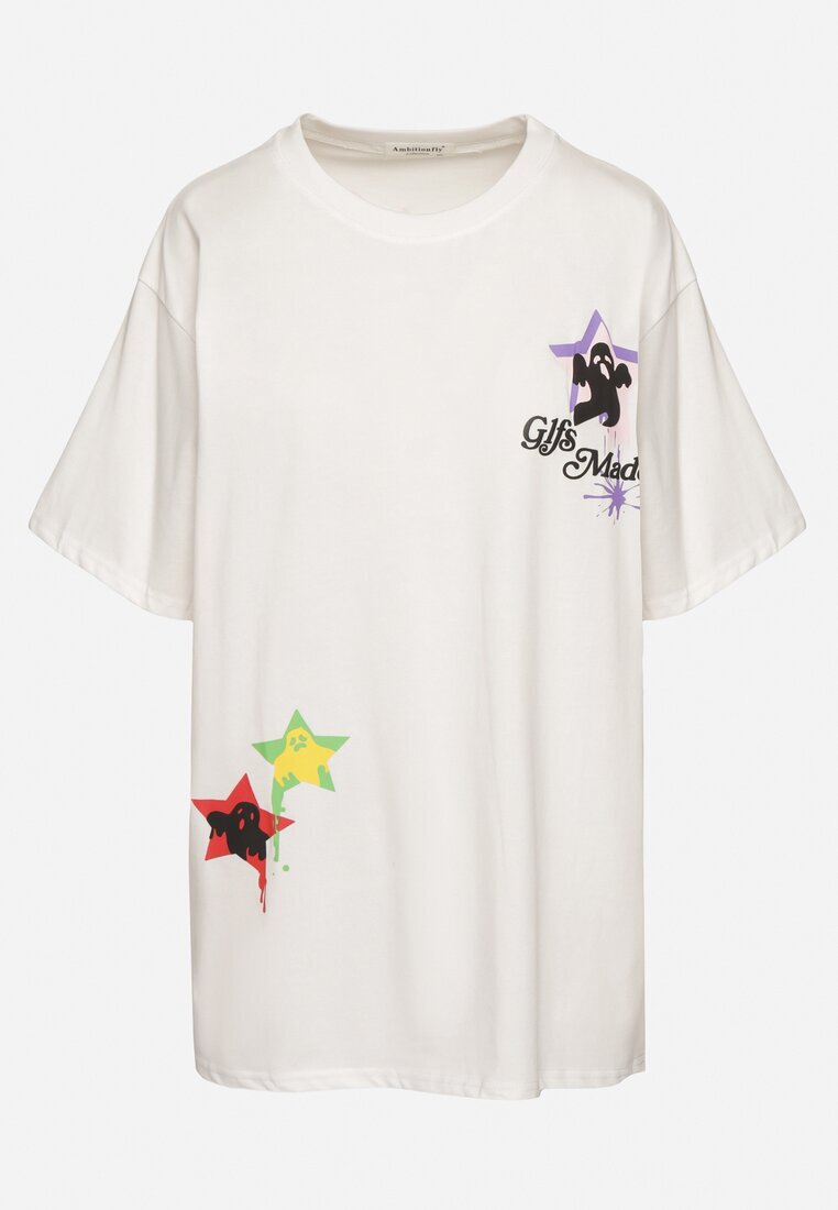 ambitionfly Tricou Alb din Bumbac Decorat cu Stele Karretia