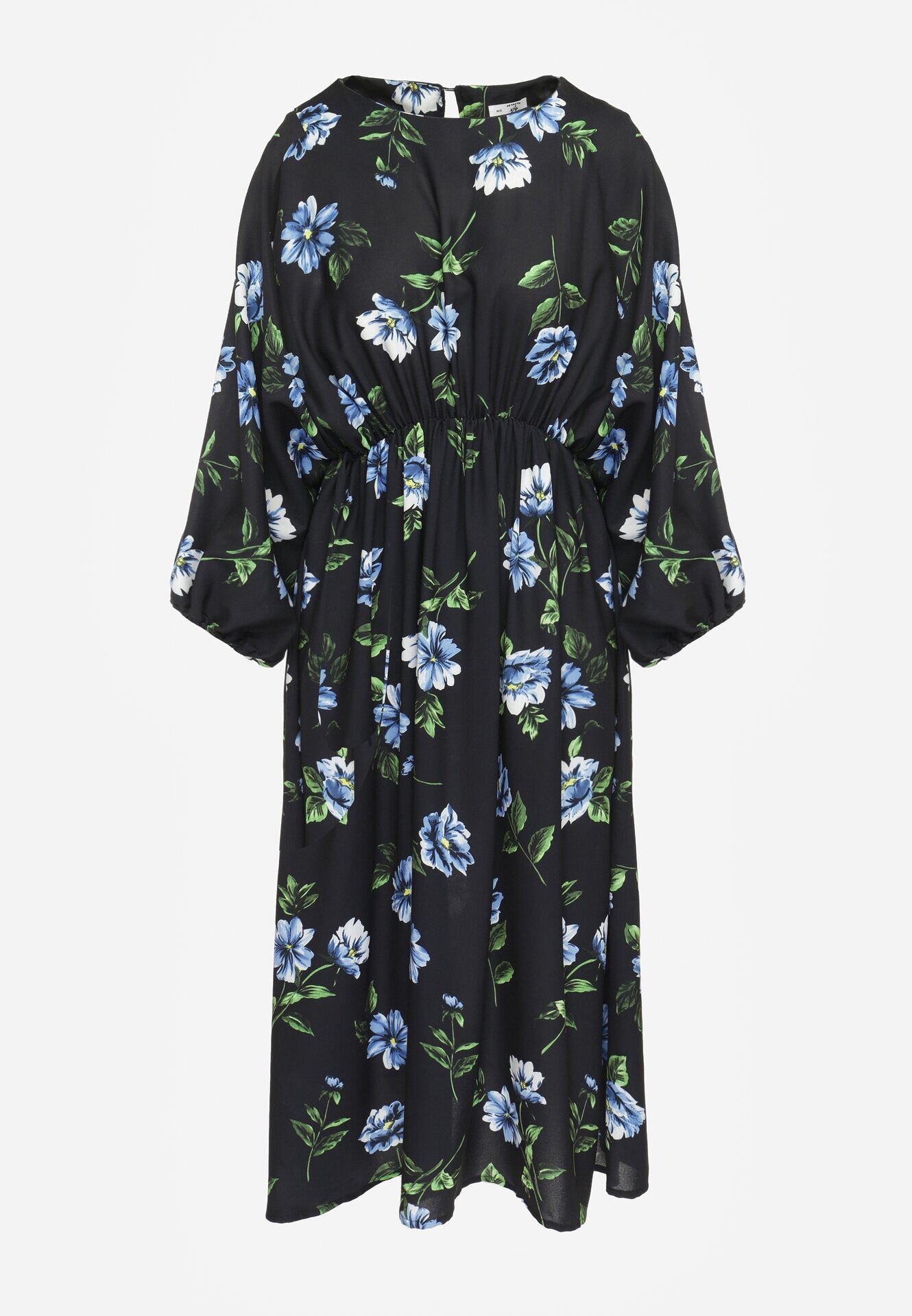 ann gissy Rochie Cloș Negru-Albastru Midi cu Mâneci Lilit Floral Gervia