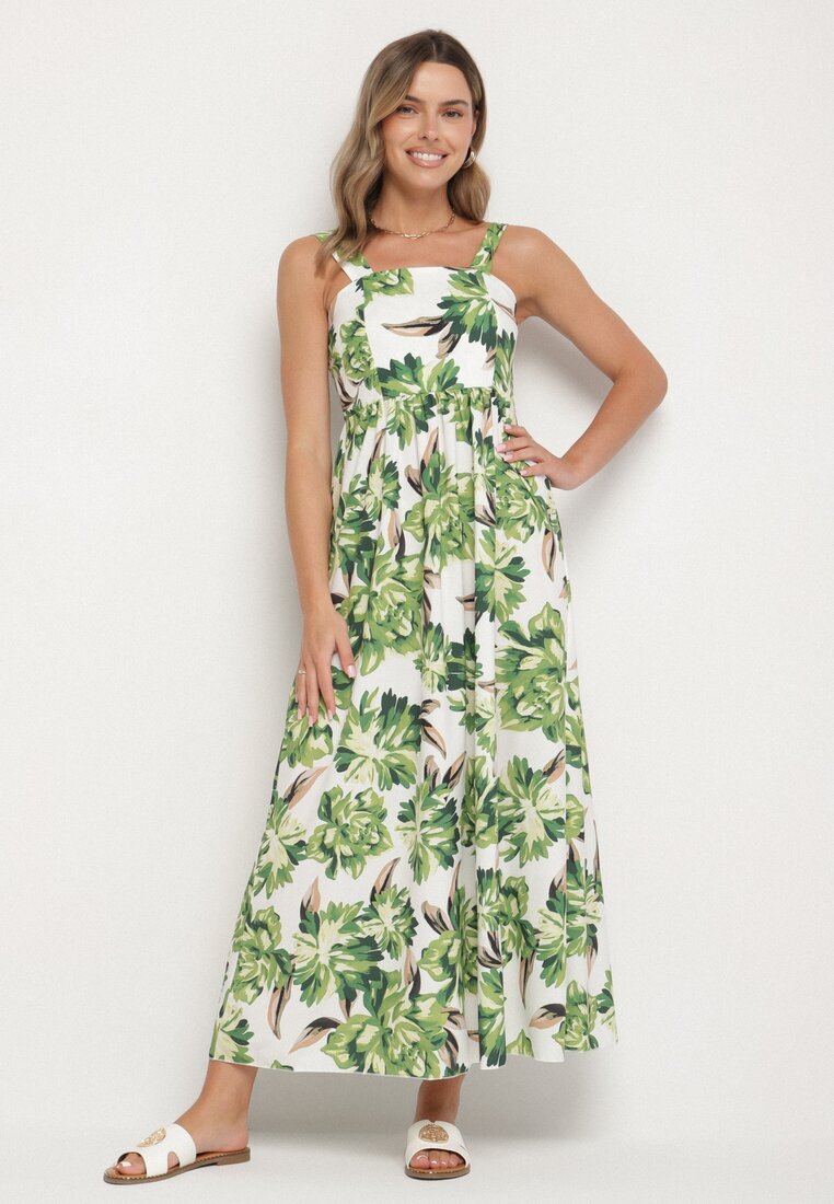 ann gissy Rochie Cloș Verde cu Vâscoză cu Imprimeu Floral Nilarune