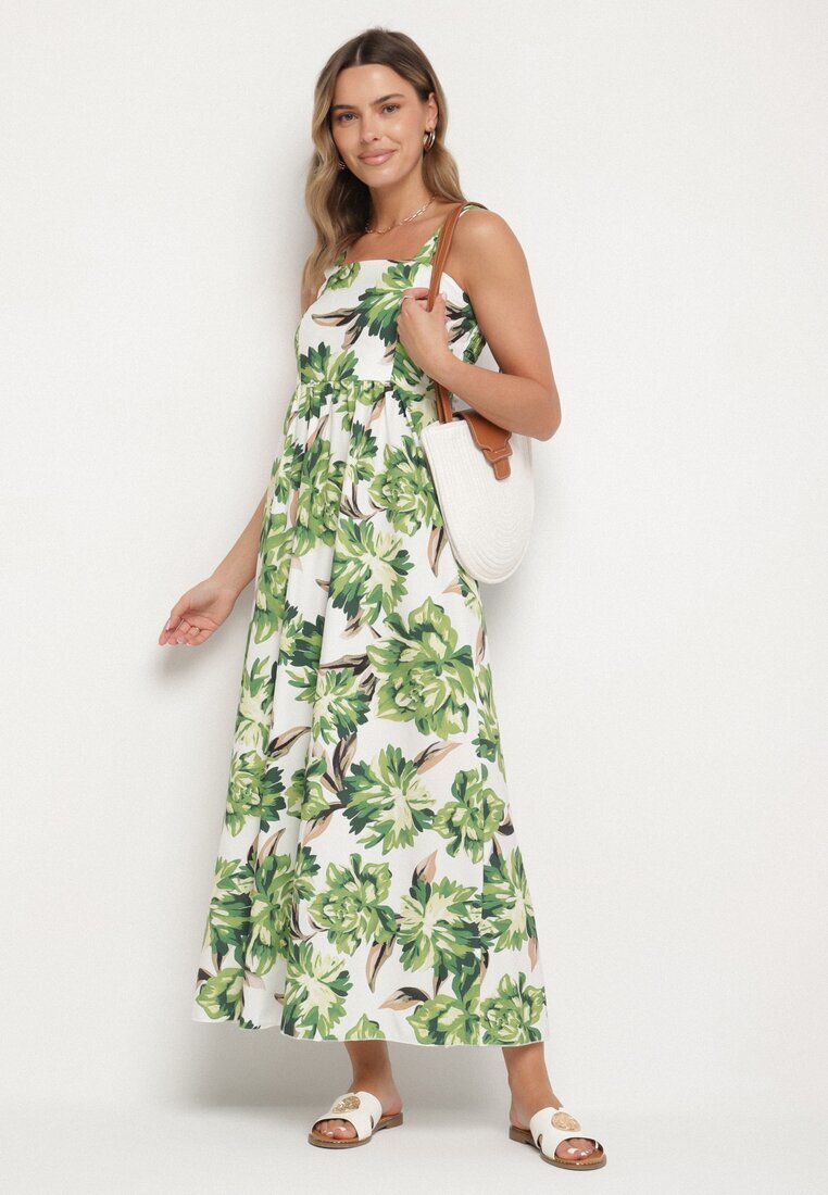 ann gissy Rochie Cloș Verde cu Vâscoză cu Imprimeu Floral Nilarune