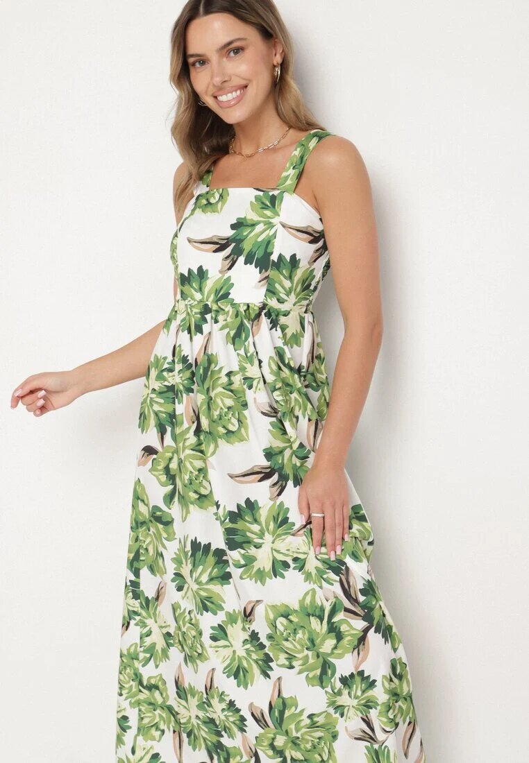 ann gissy Rochie Cloș Verde cu Vâscoză cu Imprimeu Floral Nilarune