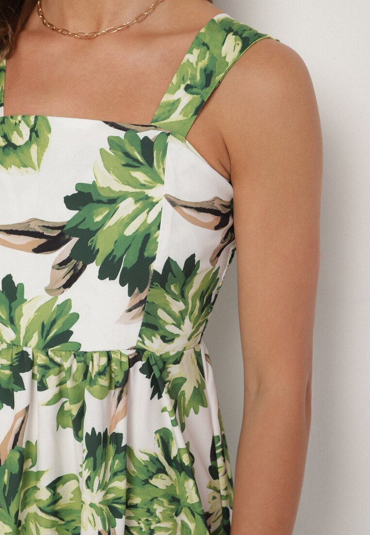 ann gissy Rochie Cloș Verde cu Vâscoză cu Imprimeu Floral Nilarune