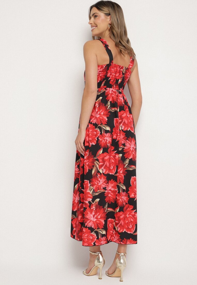 ann gissy Rochie Negru Evazată cu Vâscoză cu Imprimeu Floral Nilarune