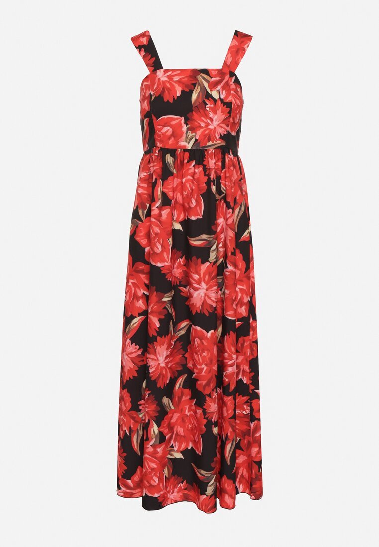 ann gissy Rochie Negru Evazată cu Vâscoză cu Imprimeu Floral Nilarune