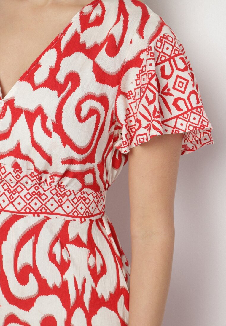 ann gissy Rochie Roșie cu croi evazat cu model ornamental Tillivene