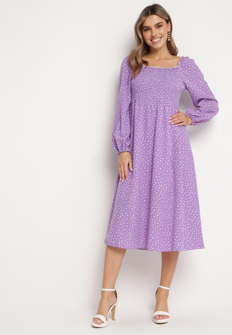 ann gissy Rochie Violet Evazată Midi în buline Farnai