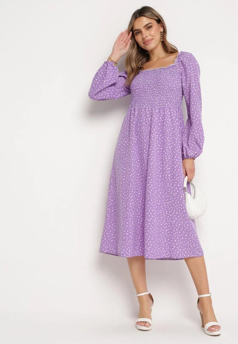 ann gissy Rochie Violet Evazată Midi în buline Farnai