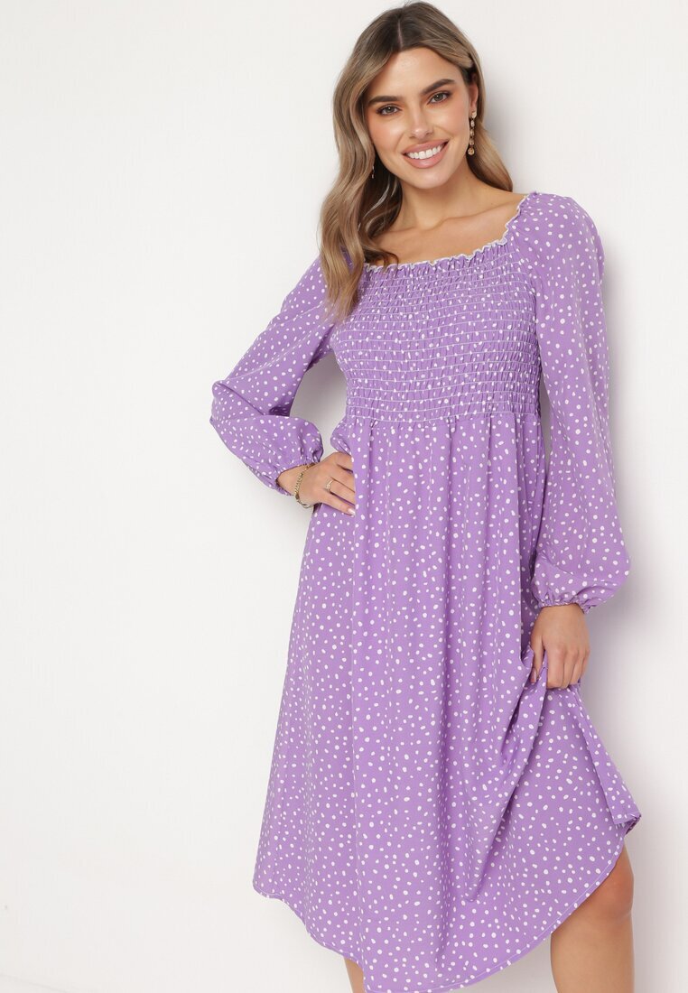 ann gissy Rochie Violet Evazată Midi în buline Farnai