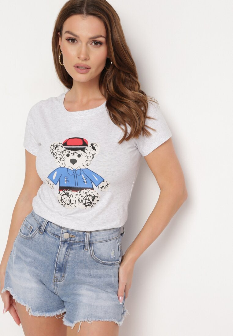 aosen Tricou Cenușiu din bumbac cu imprimeu Rusolia