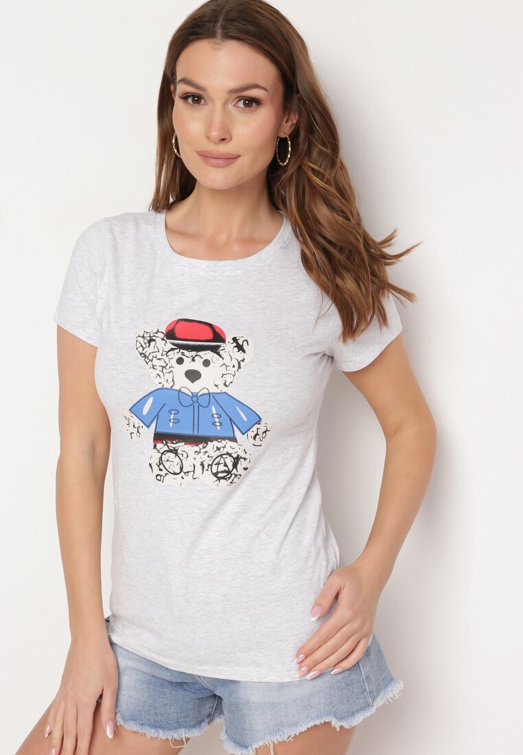 aosen Tricou Cenușiu din bumbac cu imprimeu Rusolia
