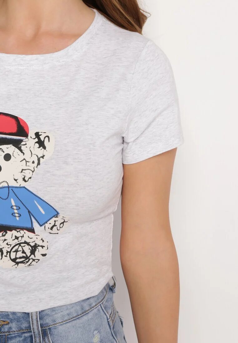 aosen Tricou Cenușiu din bumbac cu imprimeu Rusolia