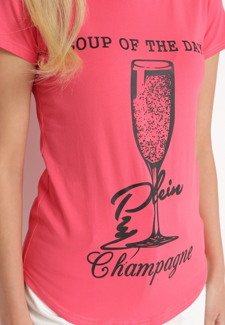 aosen Tricou clasic roz din bumbac decorat cu imprimeu Getantia