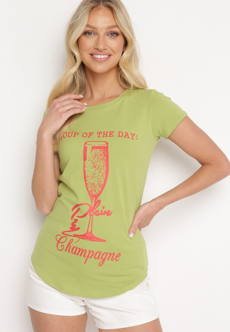 aosen Tricou Clasic Verde deschis de bumbac Imprimat Getantia