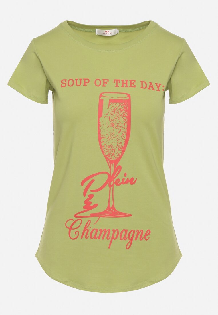 aosen Tricou Clasic Verde deschis de bumbac Imprimat Getantia