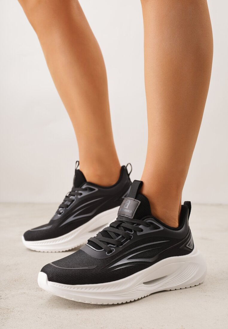 apawwa Adidași Negri cu Talpă Groasă cu Motiv Geometric Nedaneira