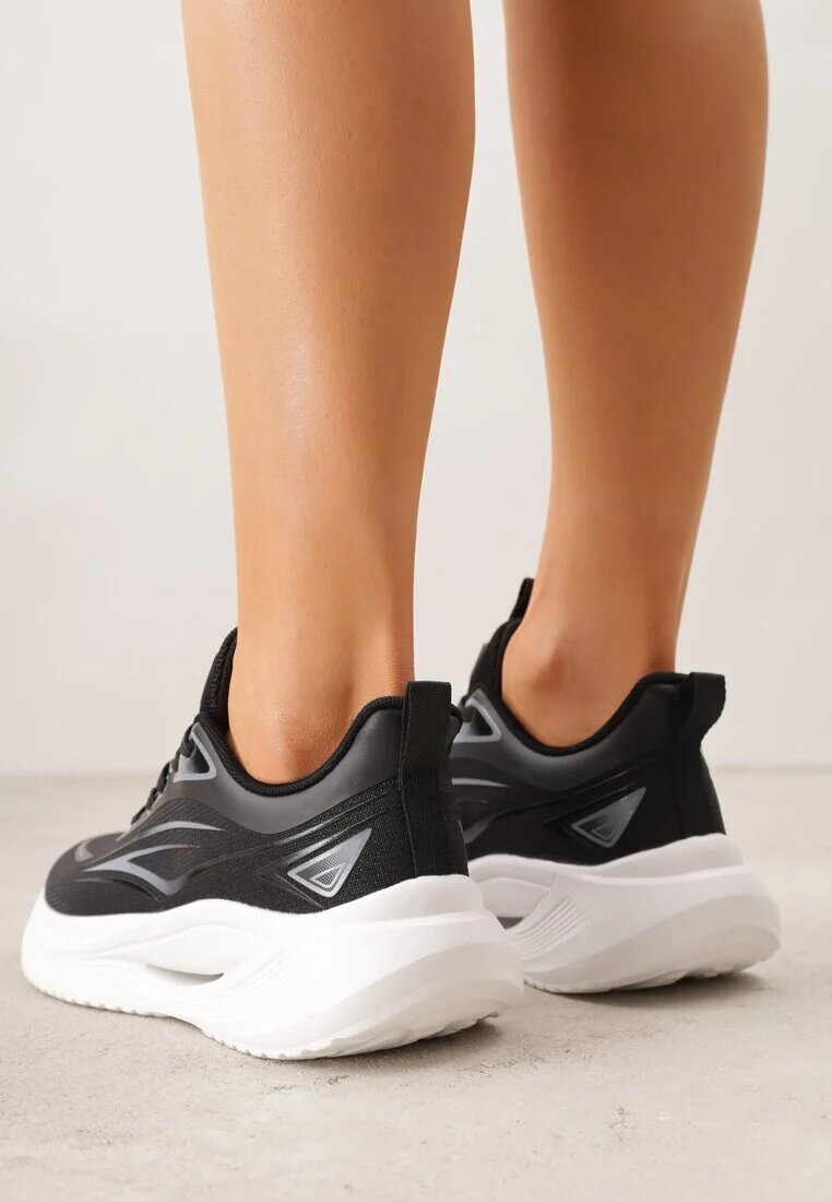 apawwa Adidași Negri cu Talpă Groasă cu Motiv Geometric Nedaneira
