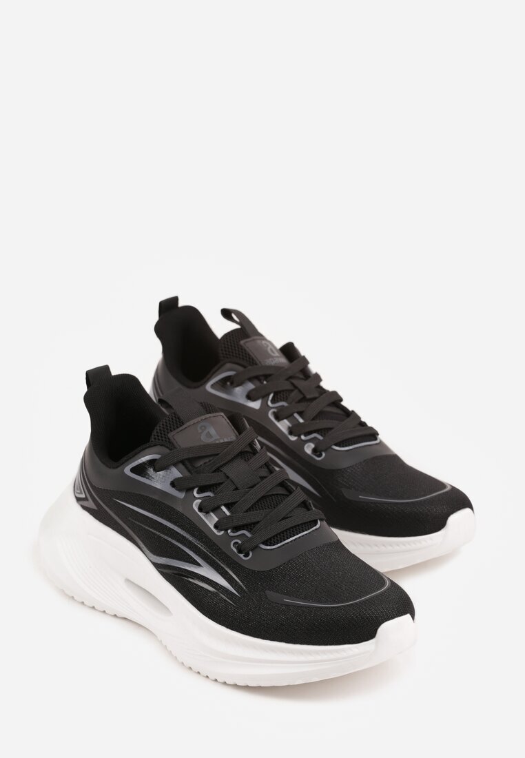 apawwa Adidași Negri cu Talpă Groasă cu Motiv Geometric Nedaneira