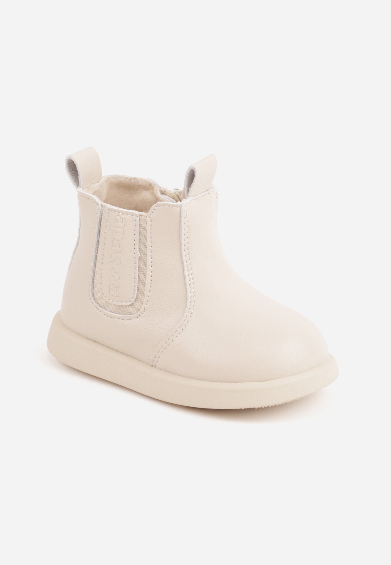 apawwa Botine Casual în Stil Chelsea cu Vârf Larg Dionne Bej