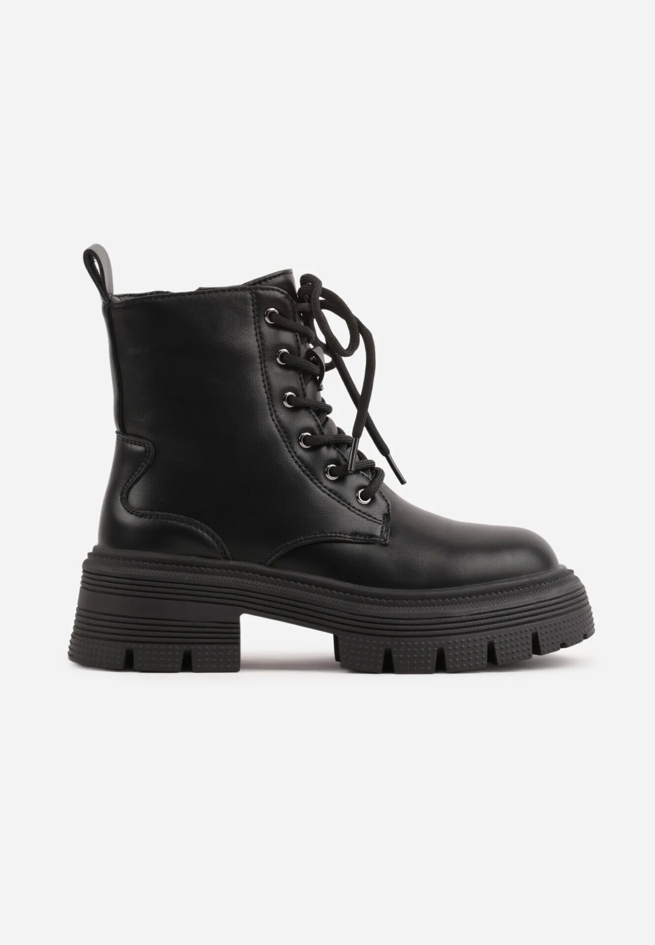 apawwa Botine cu căptușeală în stil worker Mahee Negre