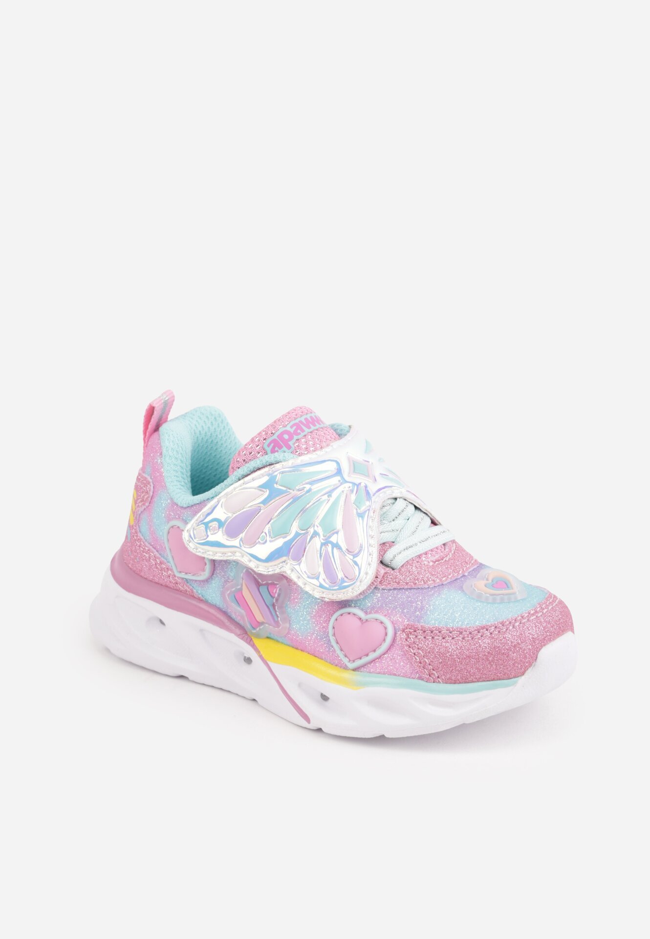 apawwa Pantofi sport cu lumini LED pe talpă groasă cu motiv fluture Calarissa Roz