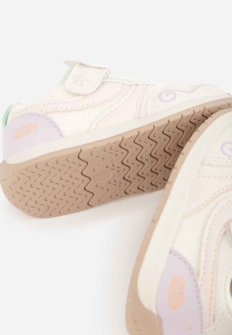apawwa Pantofi Sport Sneakers Bej cu branț din piele și aplicații 3D Calonisse