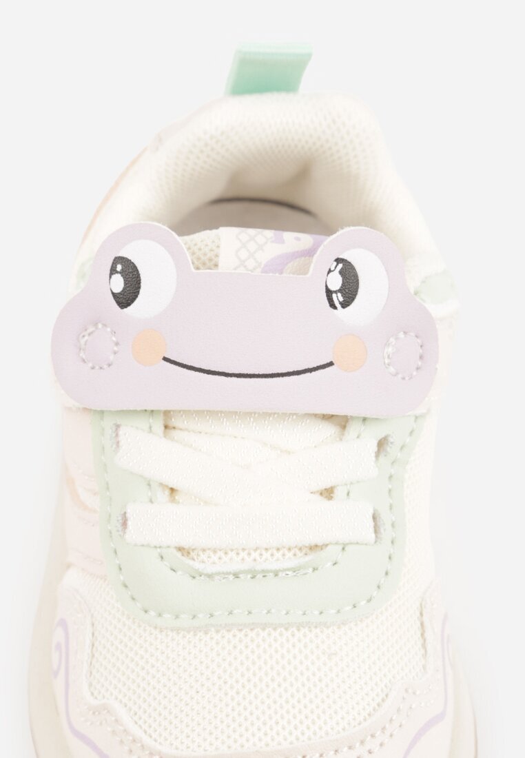 apawwa Pantofi Sport Sneakers Bej cu branț din piele și aplicații 3D Calonisse