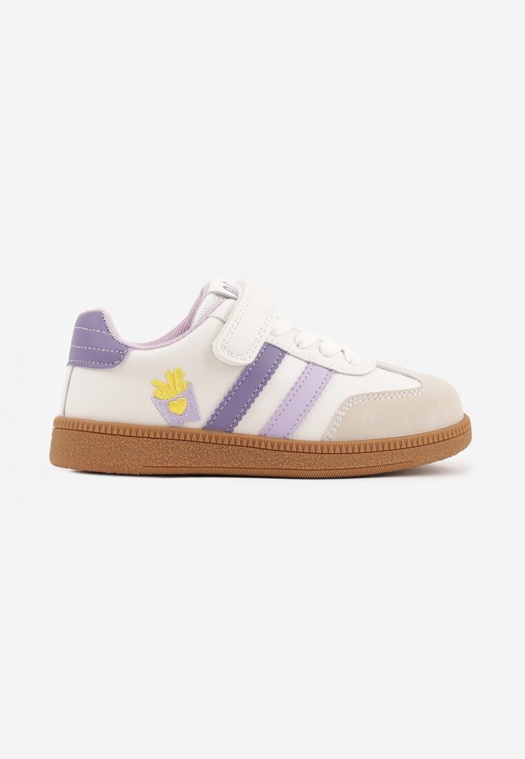 apawwa Pantofi Sport Sneakers Bej cu Branț din Piele și Curele și Cartofi Prăjiți Petheleia