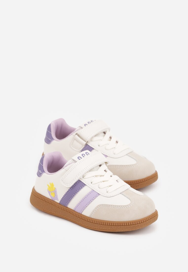 apawwa Pantofi Sport Sneakers Bej cu Branț din Piele și Curele și Cartofi Prăjiți Petheleia