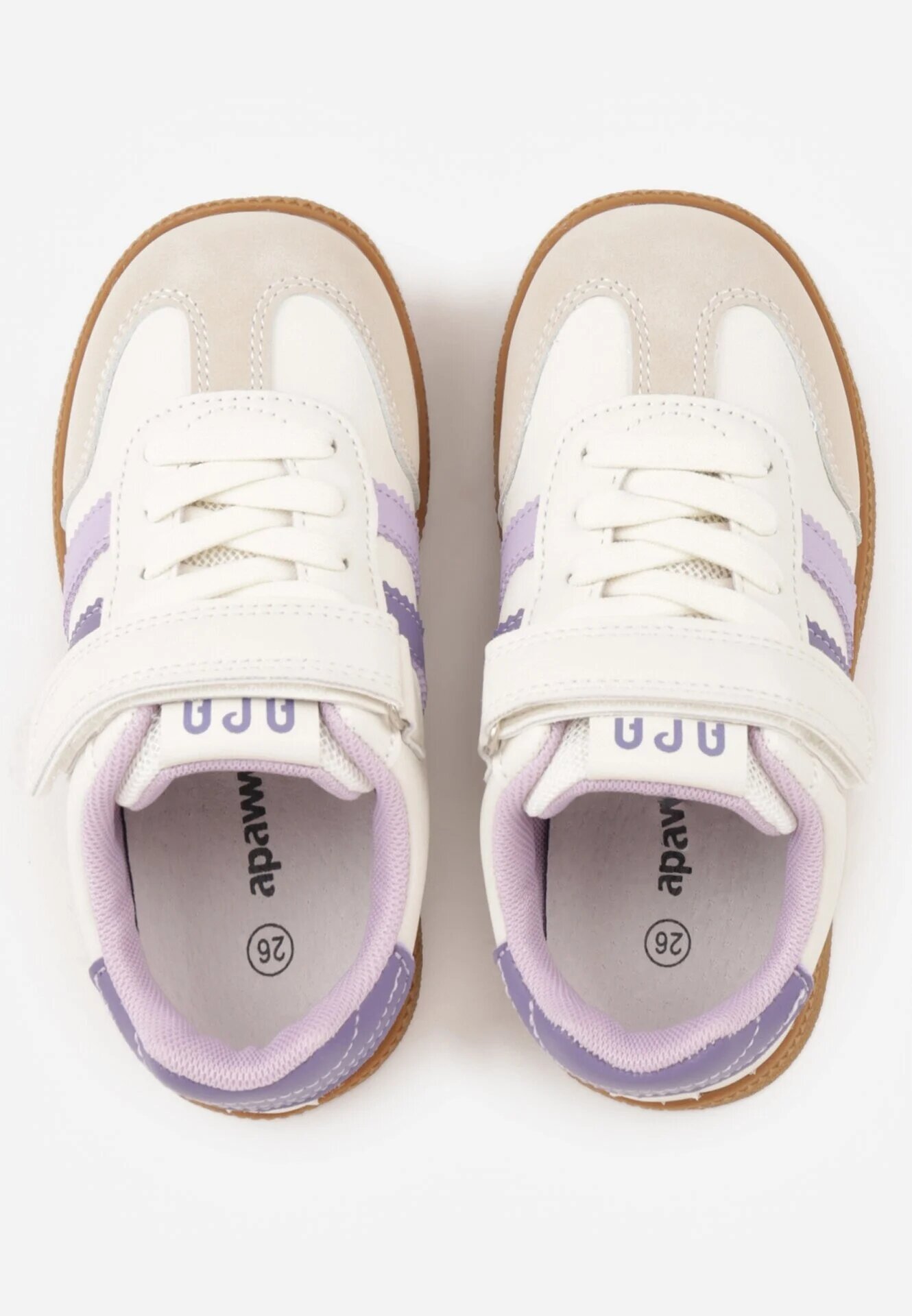 apawwa Pantofi Sport Sneakers Bej cu Branț din Piele și Curele și Cartofi Prăjiți Petheleia