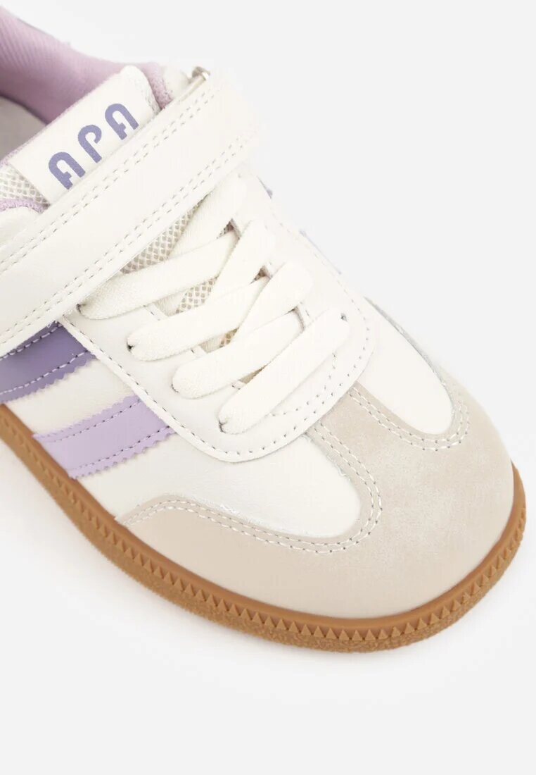 apawwa Pantofi Sport Sneakers Bej cu Branț din Piele și Curele și Cartofi Prăjiți Petheleia