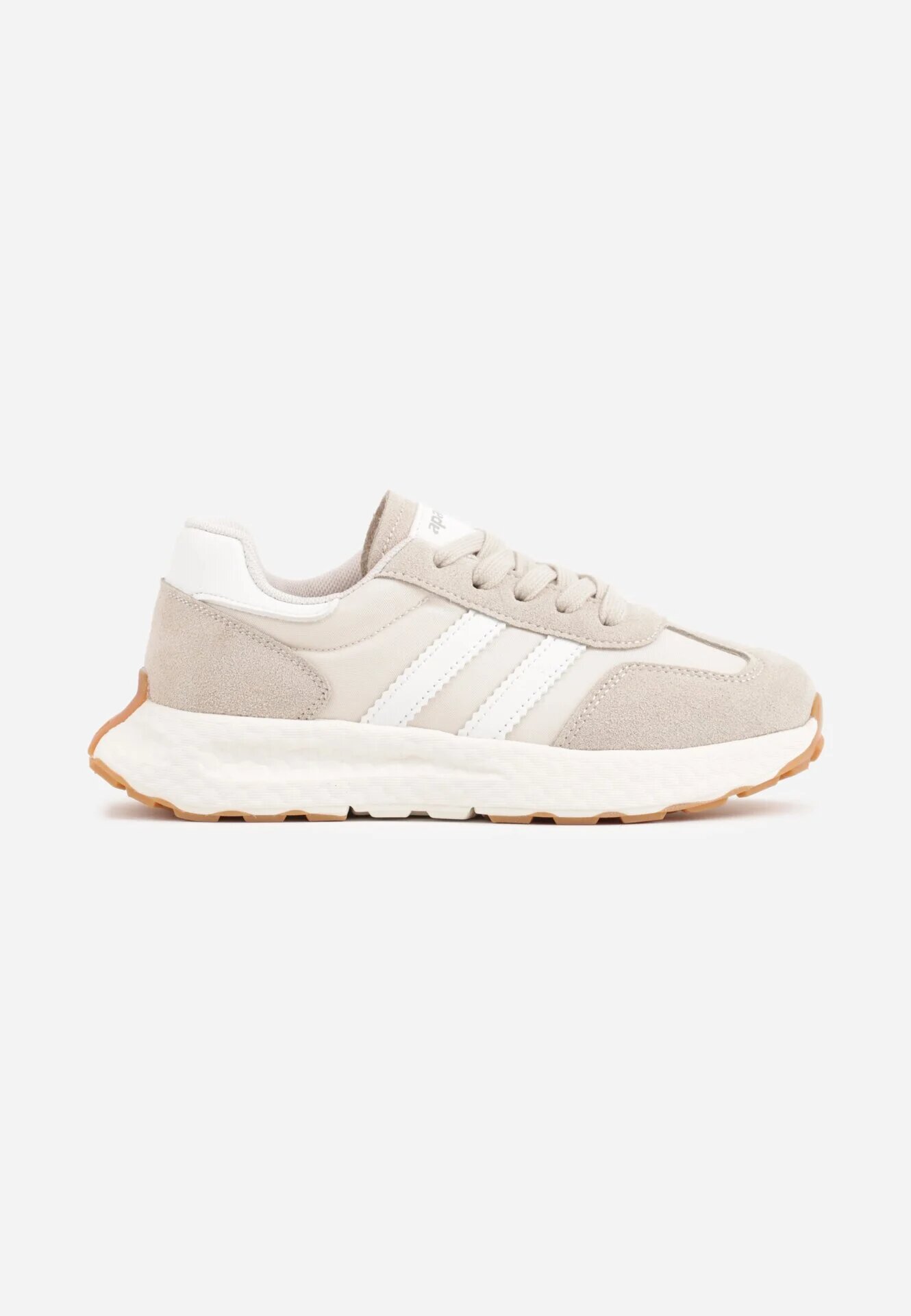 apawwa Pantofi sport sneakers cu scai și branț din piele Ladru Bej