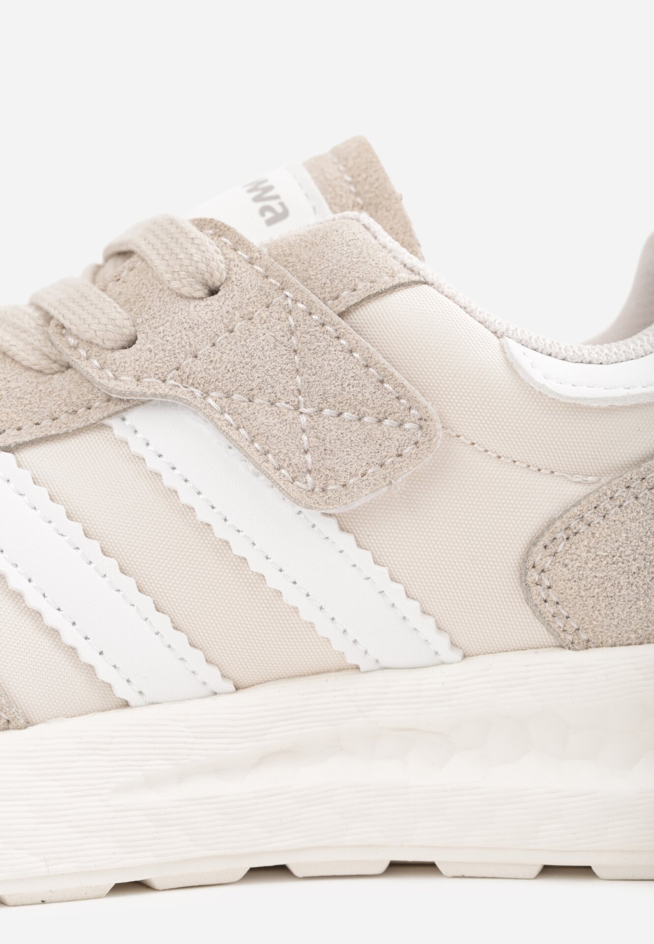 apawwa Pantofi sport sneakers cu scai și branț din piele Ladru Bej