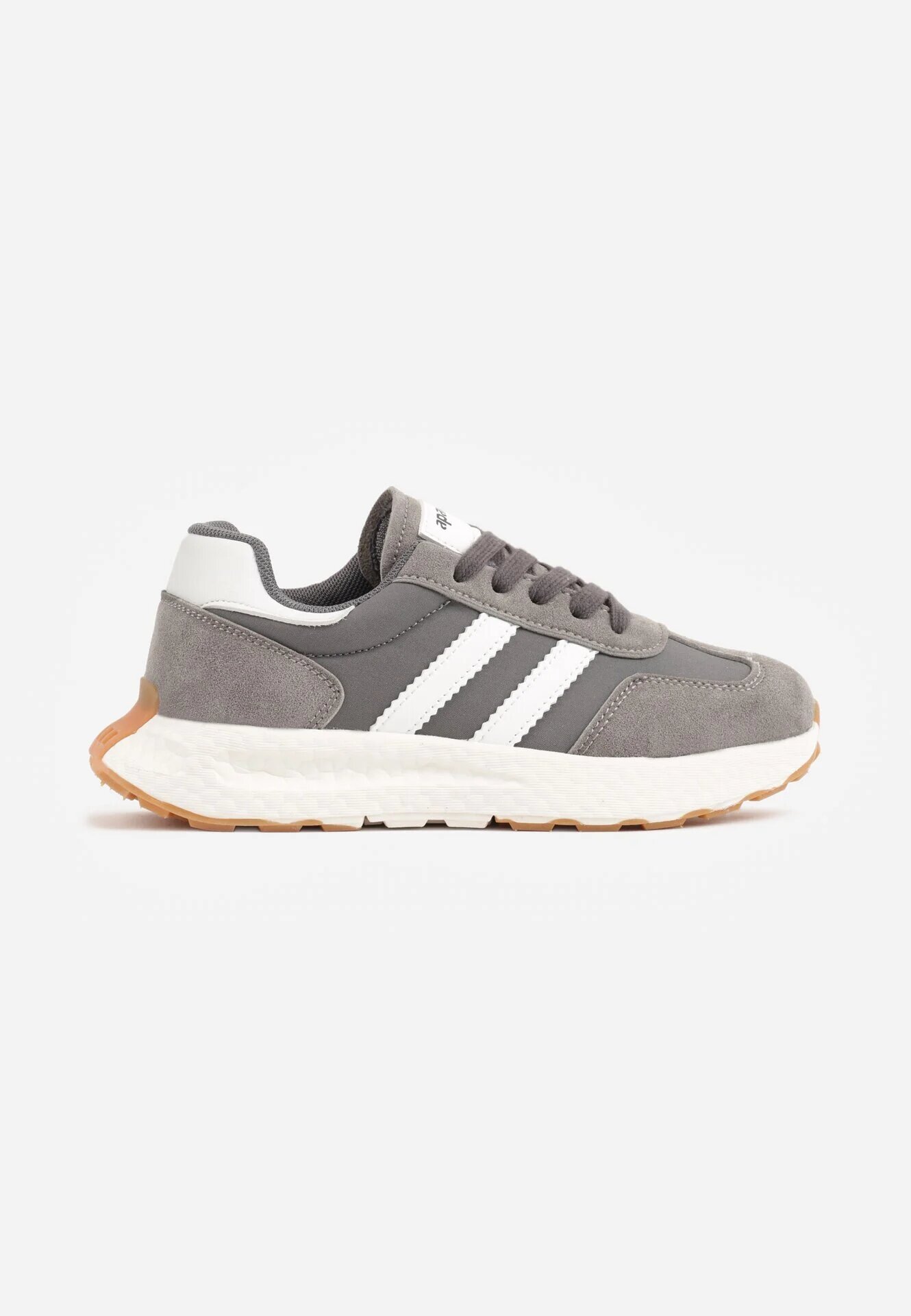 apawwa Pantofi sport sneakers cu scai și branț din piele Ladru Gri