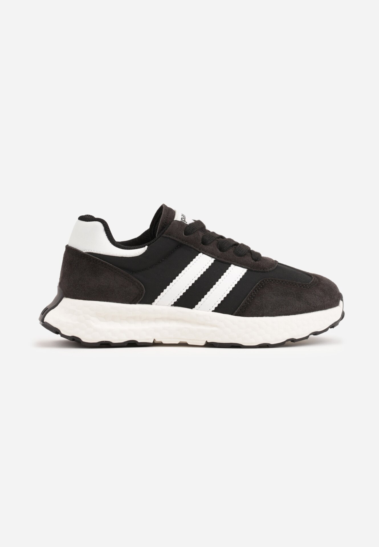 apawwa Pantofi sport sneakers cu scai și branț din piele Ladru Negri