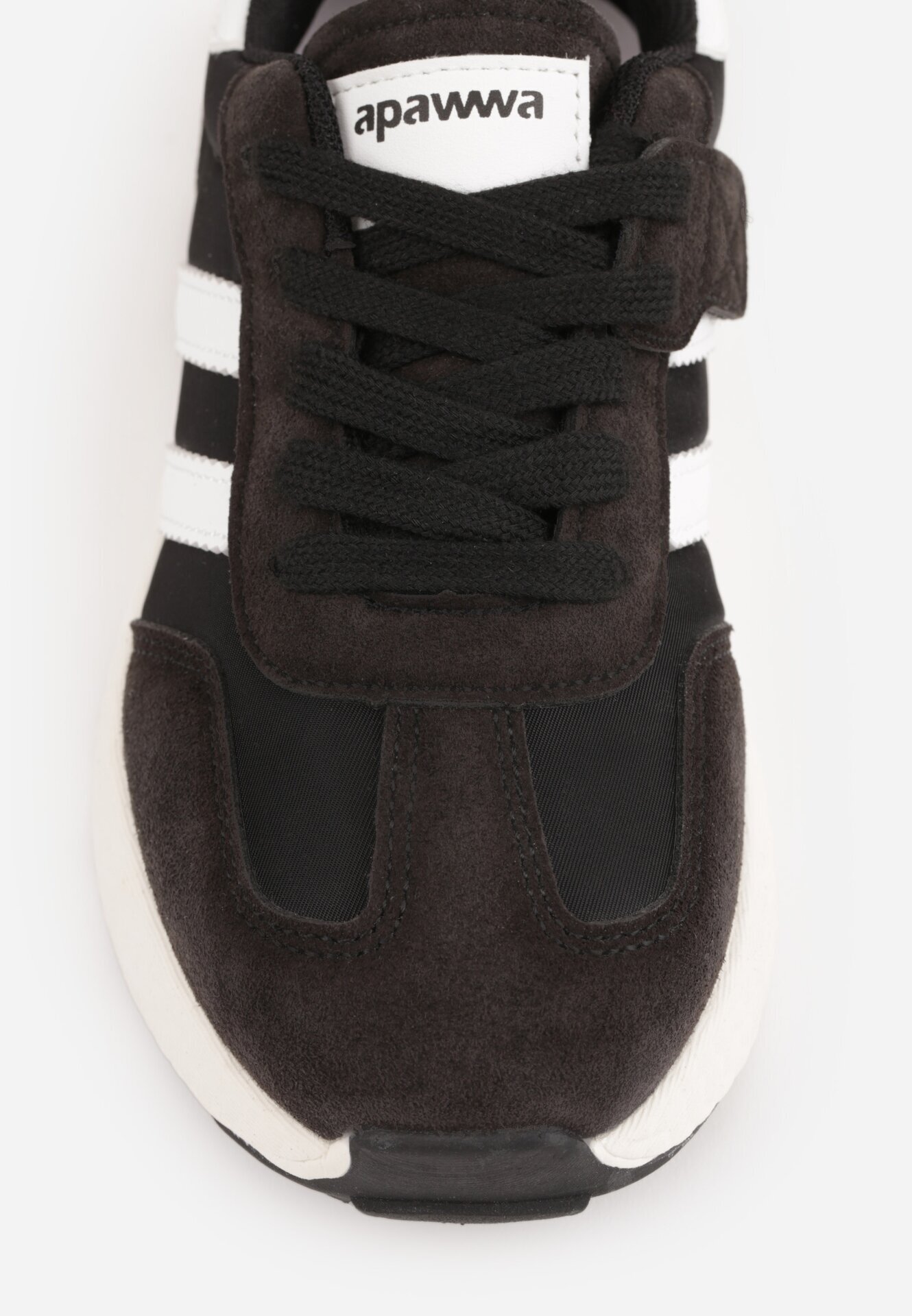 apawwa Pantofi sport sneakers cu scai și branț din piele Ladru Negri