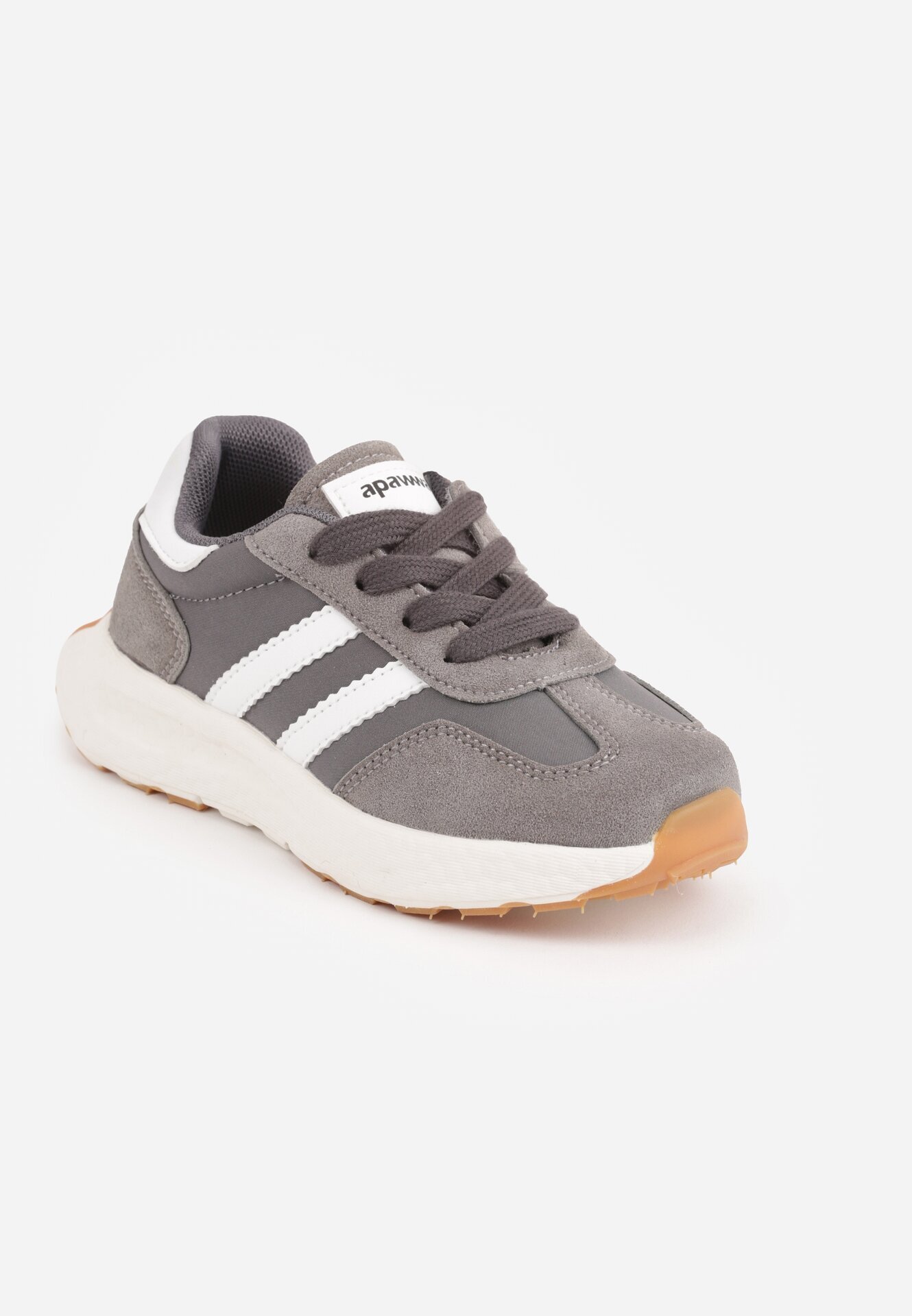 apawwa Pantofi sport sneakers cu scai și branț din piele Myrietara Gri