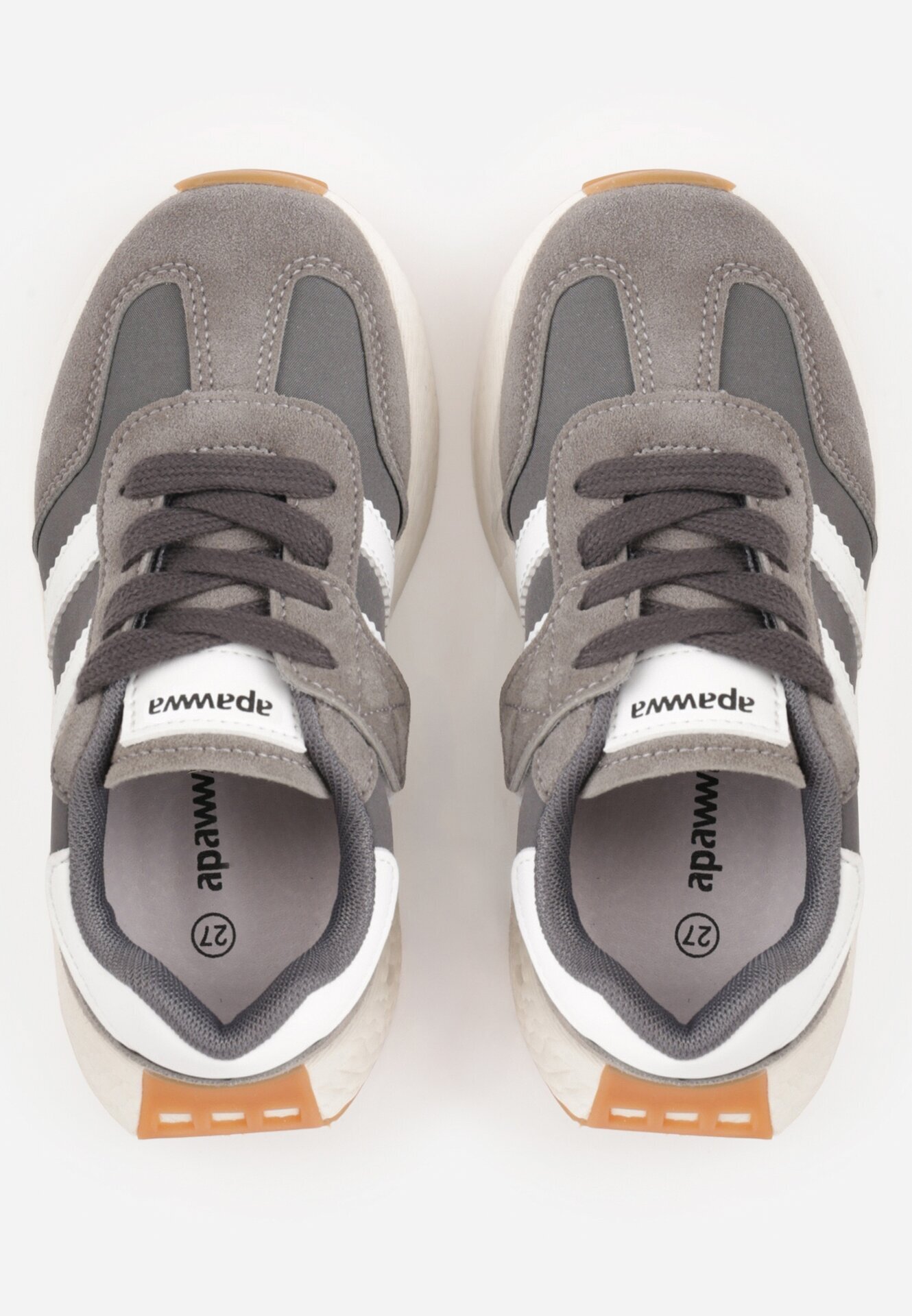 apawwa Pantofi sport sneakers cu scai și branț din piele Myrietara Gri