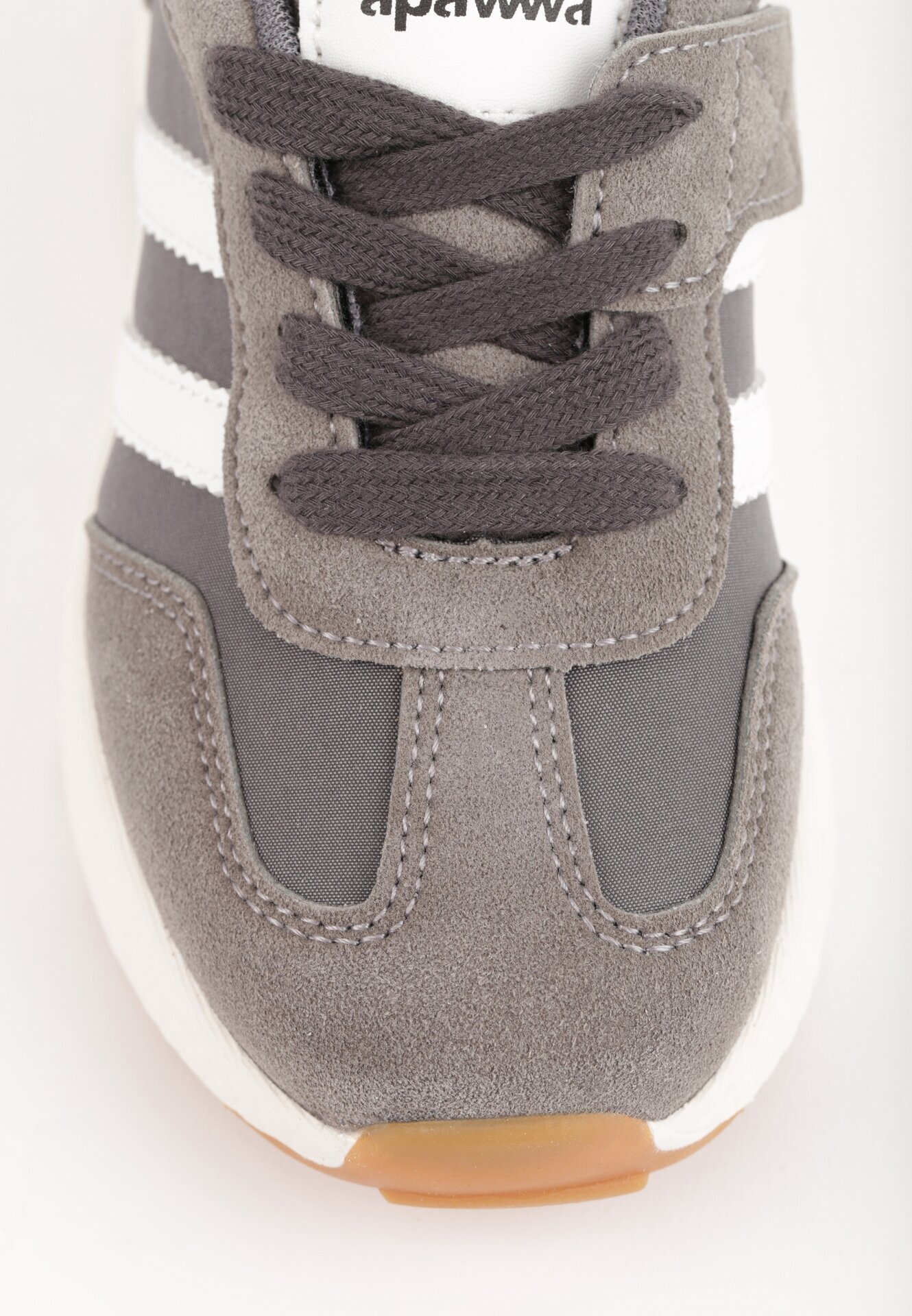 apawwa Pantofi sport sneakers cu scai și branț din piele Myrietara Gri