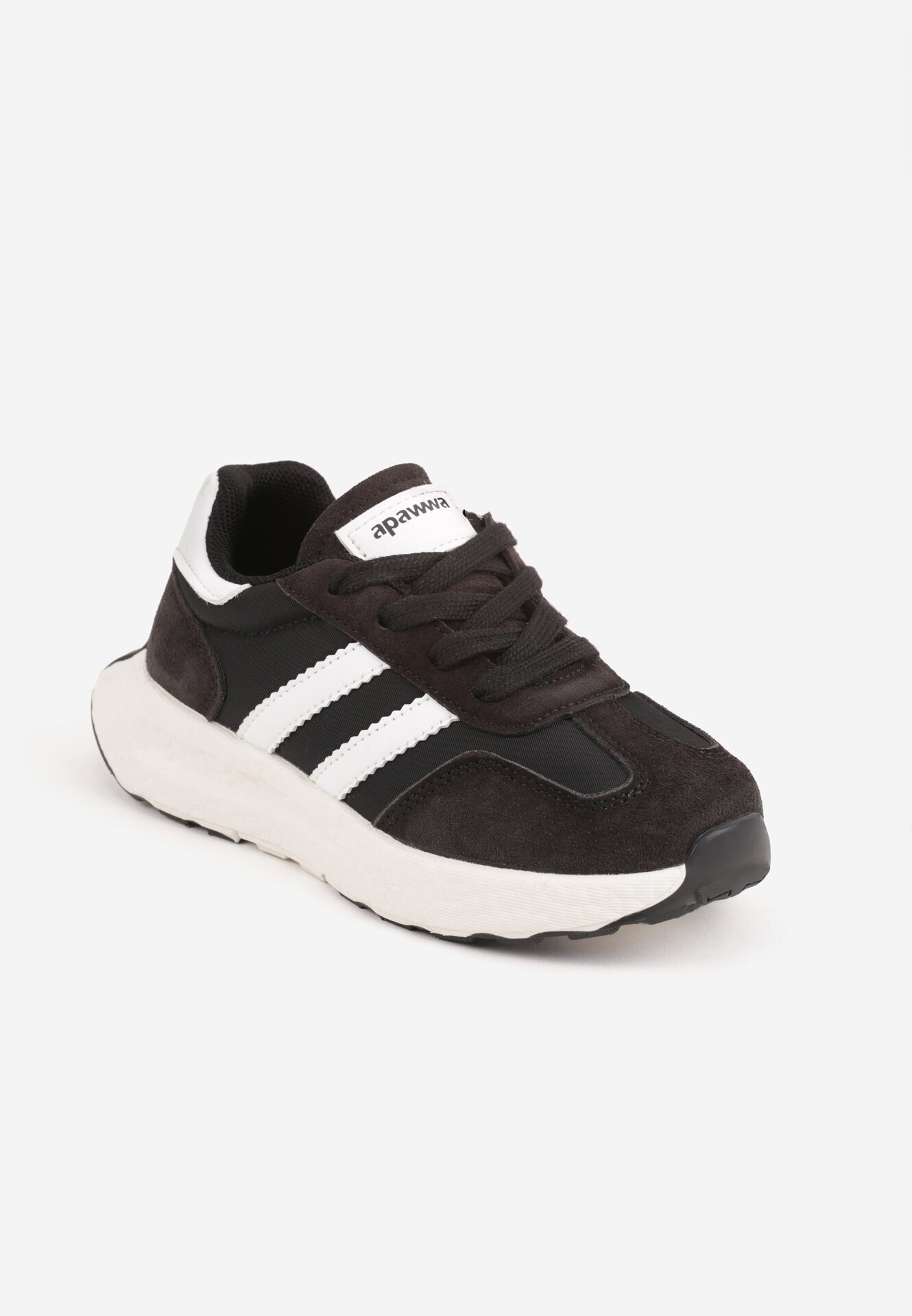 apawwa Pantofi sport sneakers cu scai și branț din piele Myrietara Negri