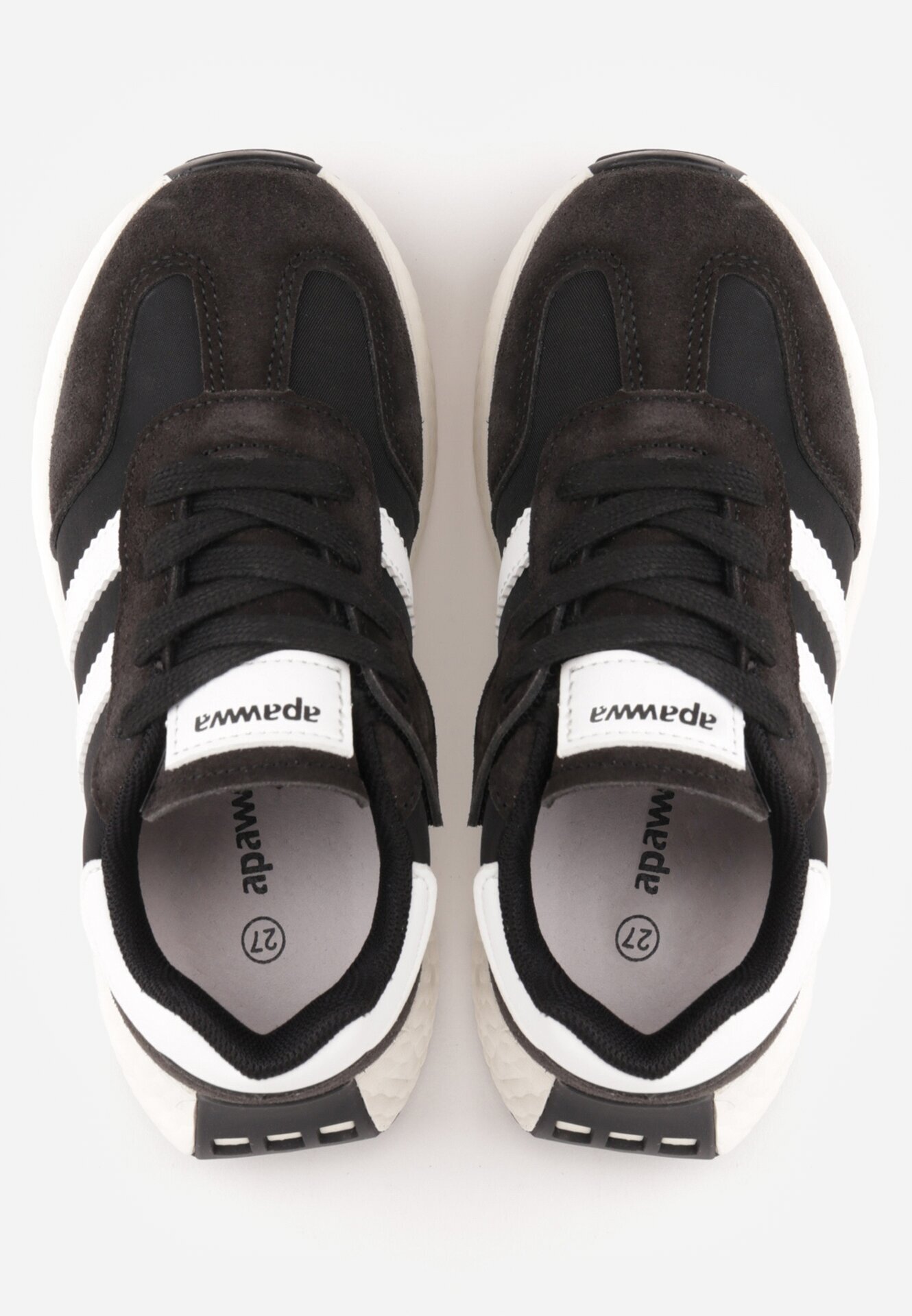 apawwa Pantofi sport sneakers cu scai și branț din piele Myrietara Negri