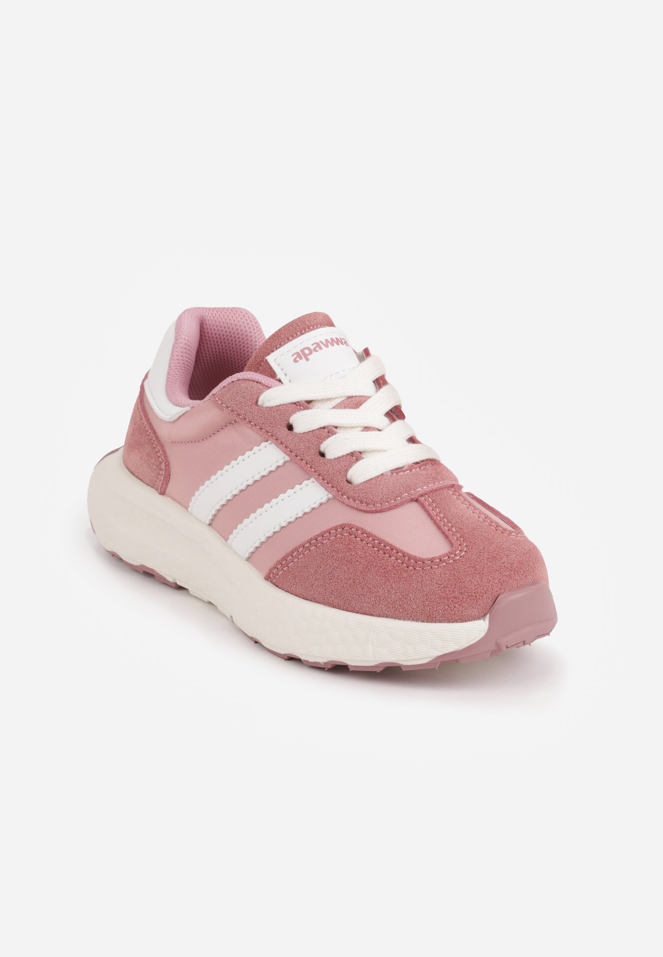 apawwa Pantofi sport sneakers cu scai și branț din piele Myrietara Roz