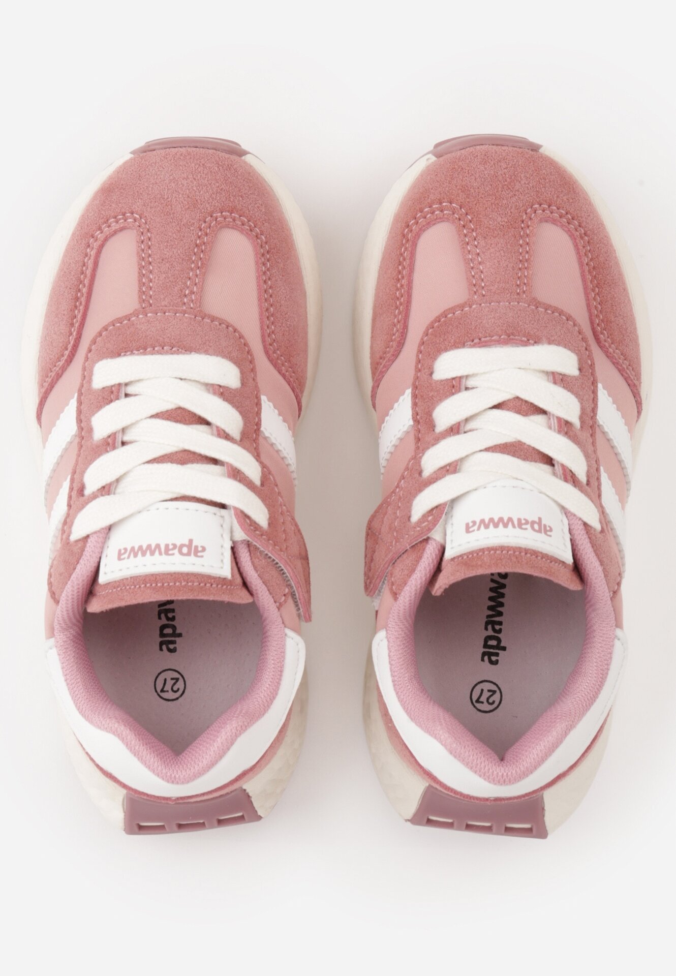 apawwa Pantofi sport sneakers cu scai și branț din piele Myrietara Roz