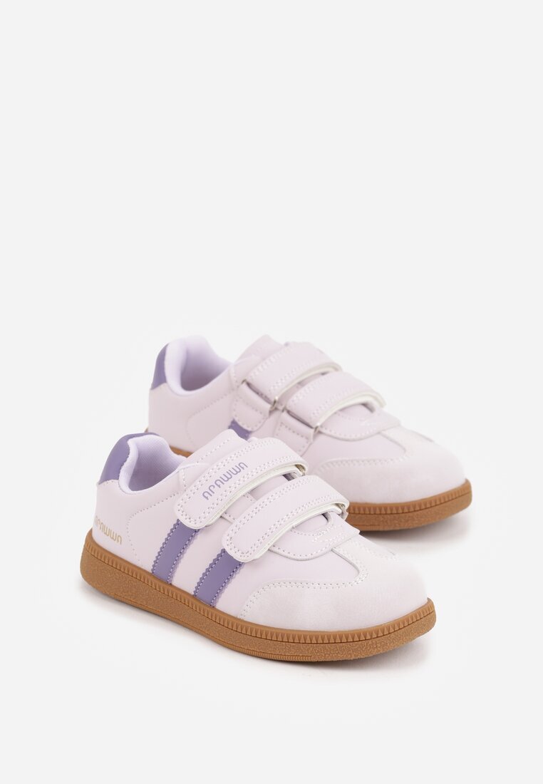 apawwa Pantofi Sport Sneakers Mov cu Talpă din Piele Inscripții și Curele Nemoreli