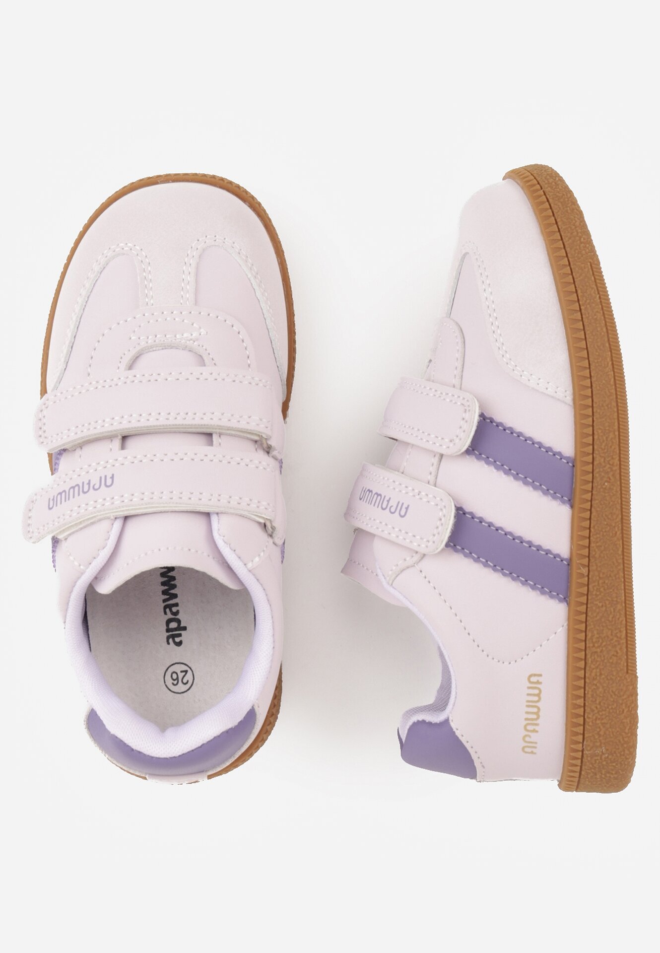 apawwa Pantofi Sport Sneakers Mov cu Talpă din Piele Inscripții și Curele Nemoreli